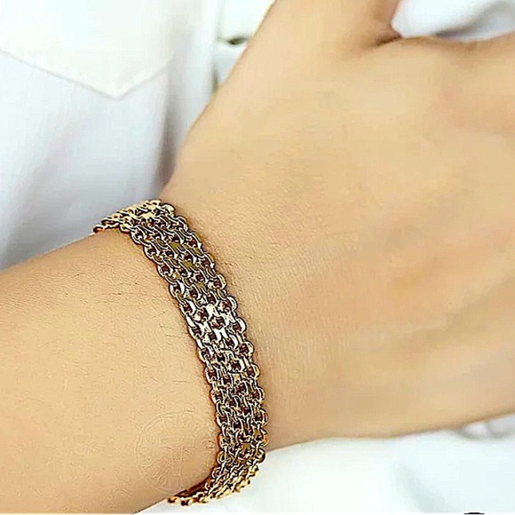 NEW ROSE GOLD FILLED 12MM VENITIAN CHAIN LINK BRACELET - Picture 6 of 8